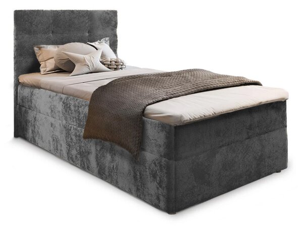 Tapecirani boxspring krevet GLORIEN VELVET 80x200 cm siva Madrac: Bonell opružni madrac
