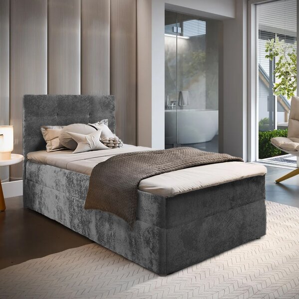 Tapecirani boxspring krevet GLORIEN VELVET 80x200 cm siva Madrac: Bonell opružni madrac