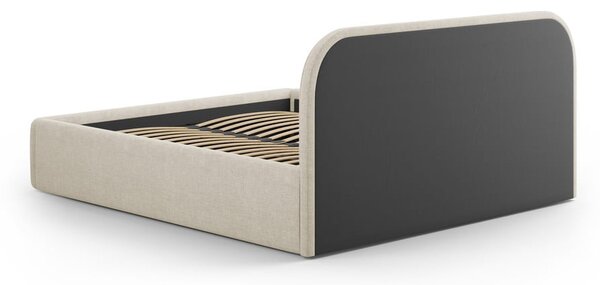 Krem tapecirani bračni krevet s prostorom za odlaganje s podnicom 160x200 cm Juno – Windsor & Co Sofas
