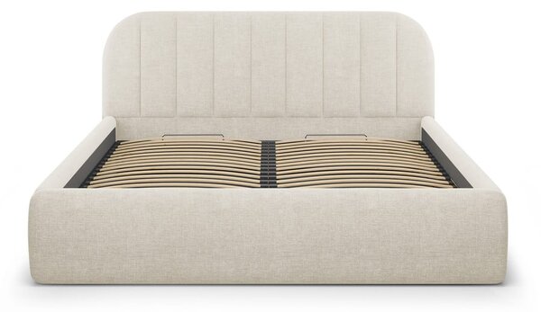 Krem tapecirani bračni krevet s prostorom za odlaganje s podnicom 160x200 cm Juno – Windsor & Co Sofas