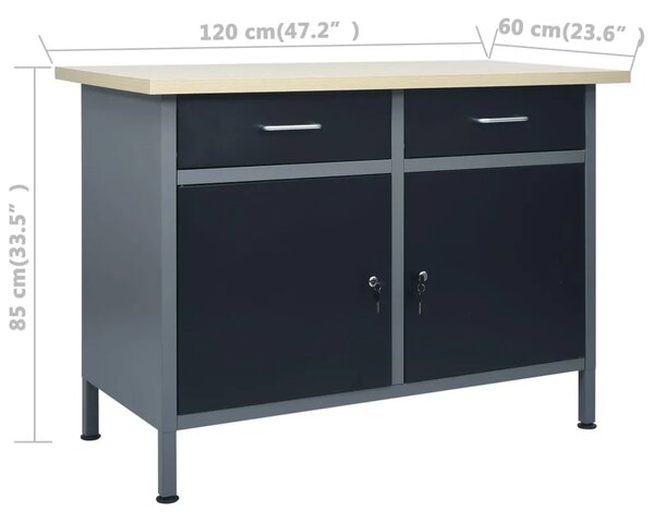 Radni stol crni 120 x 60 x 85 cm čelični