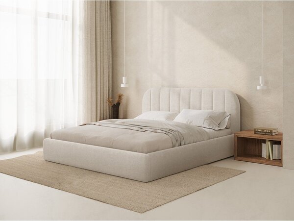 Krem tapecirani bračni krevet s prostorom za odlaganje s podnicom 160x200 cm Juno – Windsor & Co Sofas
