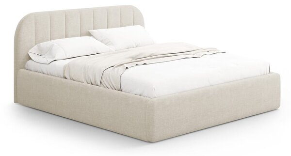 Krem tapecirani bračni krevet s prostorom za odlaganje s podnicom 160x200 cm Juno – Windsor & Co Sofas