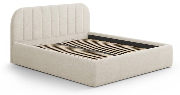 Krem tapecirani bračni krevet s prostorom za odlaganje s podnicom 160x200 cm Juno – Windsor & Co Sofas