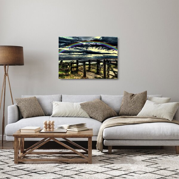 Staklena slika duge nad morem (70x50 cm)