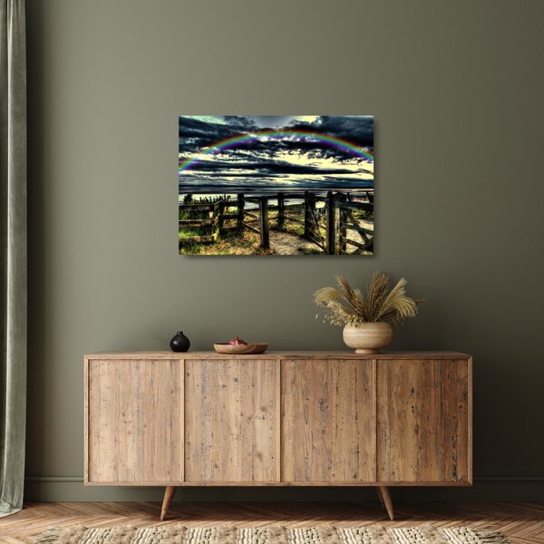 Staklena slika duge nad morem (70x50 cm)