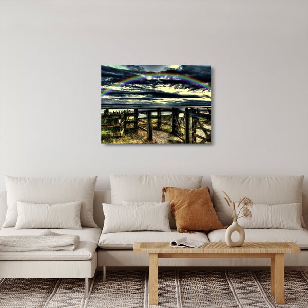 Staklena slika duge nad morem (70x50 cm)