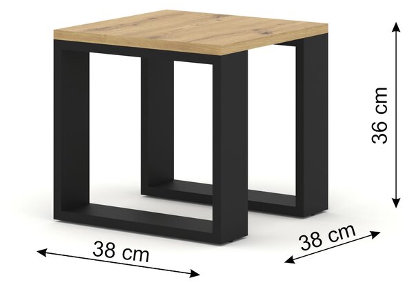 Set stolića za kavu Nulakka (hrast artisan + crna)
