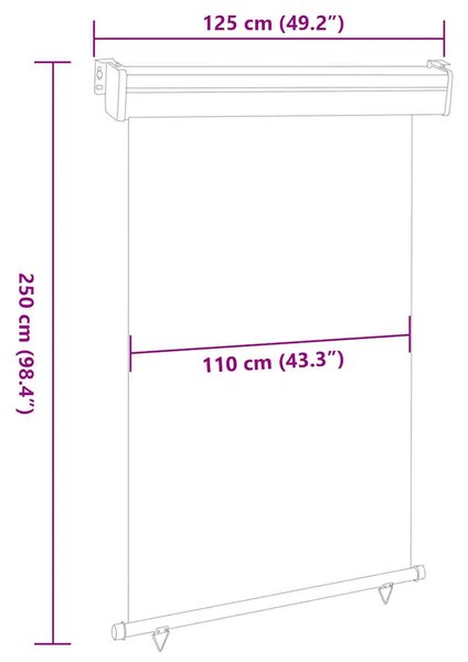 Balkonska bočna tenda 125 x 250 cm crna - Crna 125 x 250 cm 1 Crna