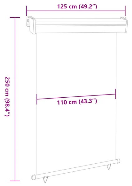 Balkonska bočna tenda 125 x 250 cm krem - Krema 125 x 250 cm 1 Krema