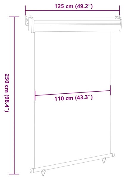 Balkonska bočna tenda 125 x 250 cm siva - Siva 125 x 250 cm 1 Siva