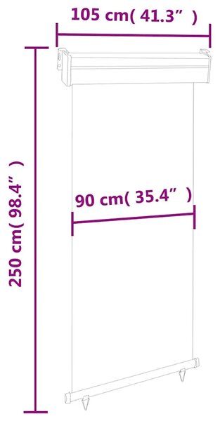 Balkonska bočna tenda 105 x 250 cm siva - Siva 105 x 250 cm 1 Siva