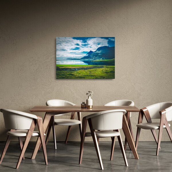 Staklena slika jezera s planinama (70x50 cm)