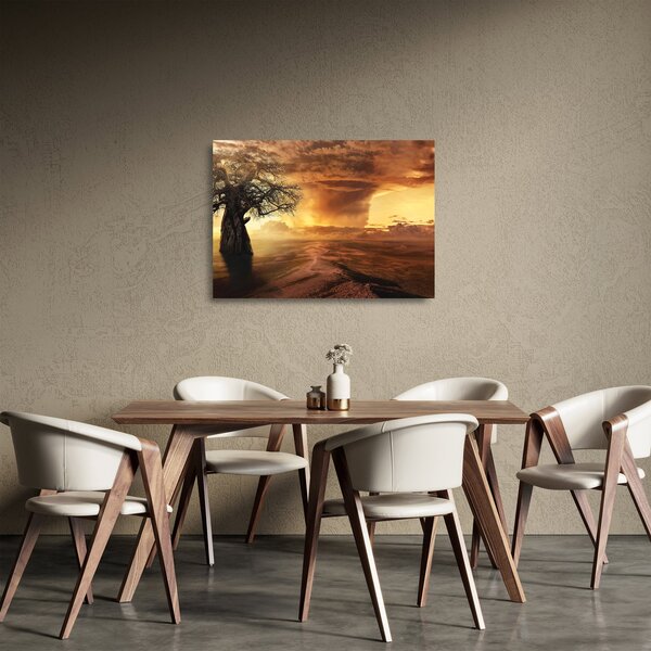 Staklena slika narančastih oblaka (70x50 cm)