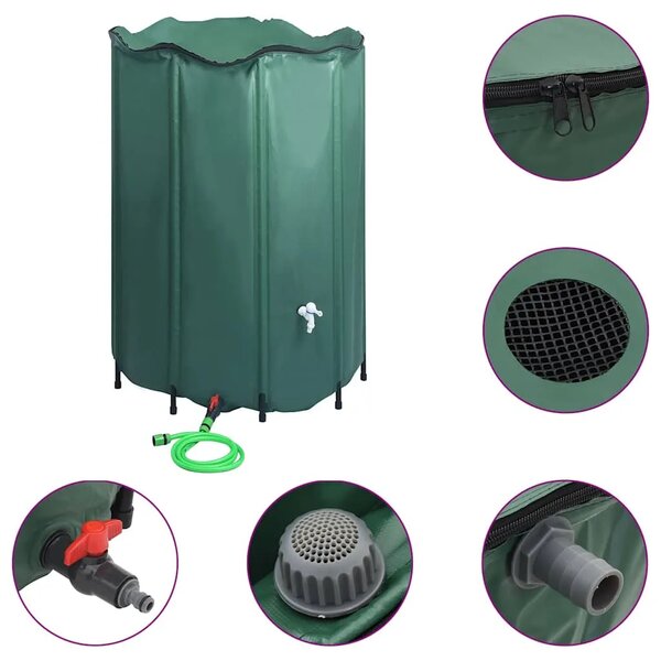 Sklopivi spremnik za kišnicu sa slavinom 1250 L - Zelena 1250 l 1 Zelena