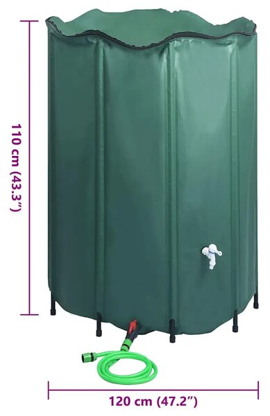 Sklopivi spremnik za kišnicu sa slavinom 1250 L - Zelena 1250 l 1 Zelena