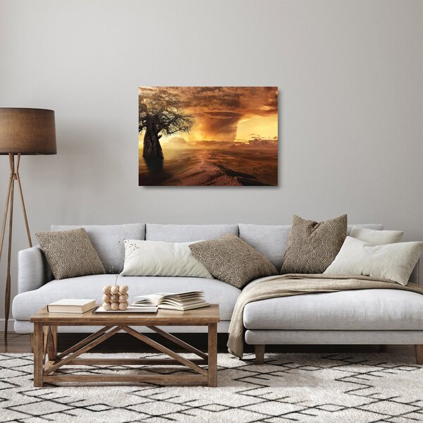 Staklena slika narančastih oblaka (70x50 cm)