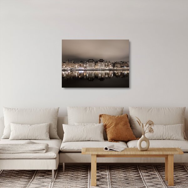 Staklena slika grada u polumraku (70x50 cm)