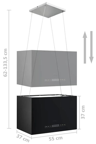 Viseća otočna napa sa senzorom na dodir LCD 55 cm čelična - Crna 55 cm Crna 55 cm