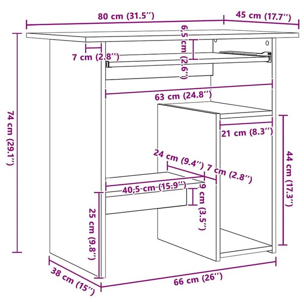 Radni stol bijeli 80 x 45 x 74 cm od konstruiranog drva - Bijela Bijela