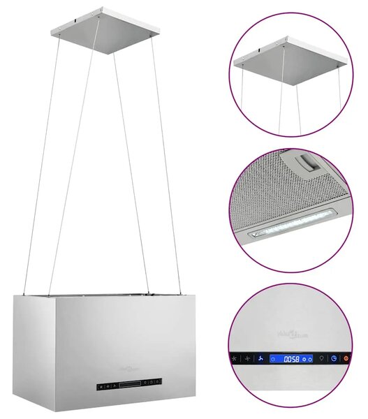 Viseća otočna napa sa senzorom na dodir LCD 55 cm čelična - Srebrno 55 cm Srebrno 55 cm