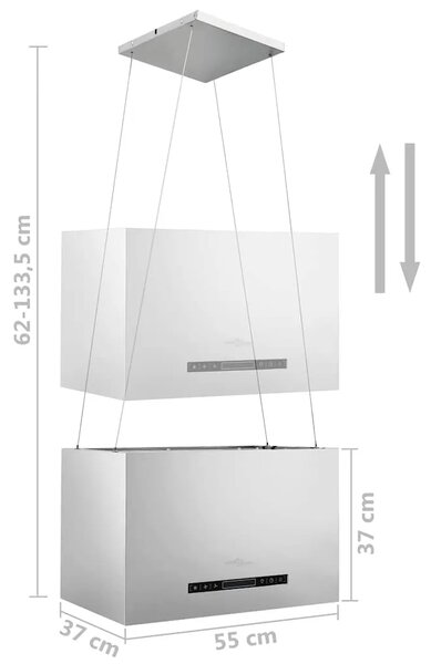 Viseća otočna napa sa senzorom na dodir LCD 55 cm čelična - Srebrno 55 cm Srebrno 55 cm