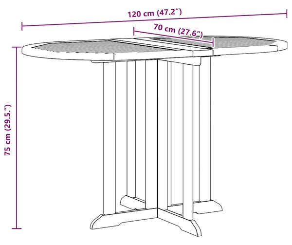 Preklopni vrtni stol 120 x 70 x 75 cm od masivne tikovine - 120 x 70 x 75 cm 1 120 x 70 x 75 cm