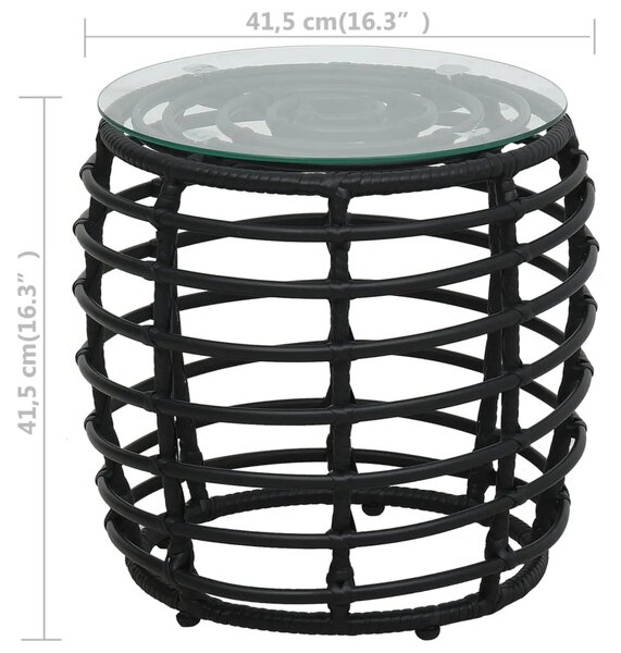 3-dijelni bistro set od poliratana crni - Crna 3 Crna