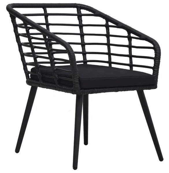 3-dijelni bistro set od poliratana crni - Crna 3 Crna