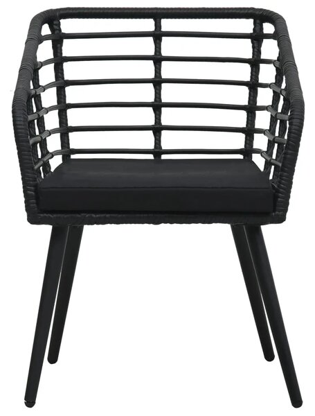 3-dijelni bistro set od poliratana crni - Crna 3 Crna