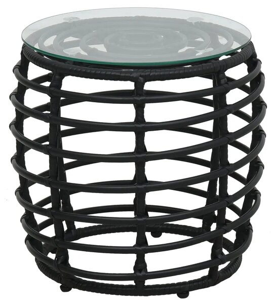 3-dijelni bistro set od poliratana crni - Crna 3 Crna