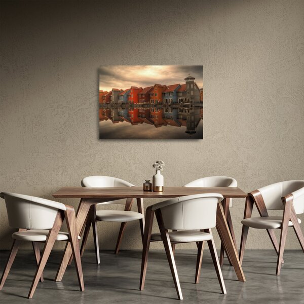 Staklena slika živopisnih kuća (70x50 cm)