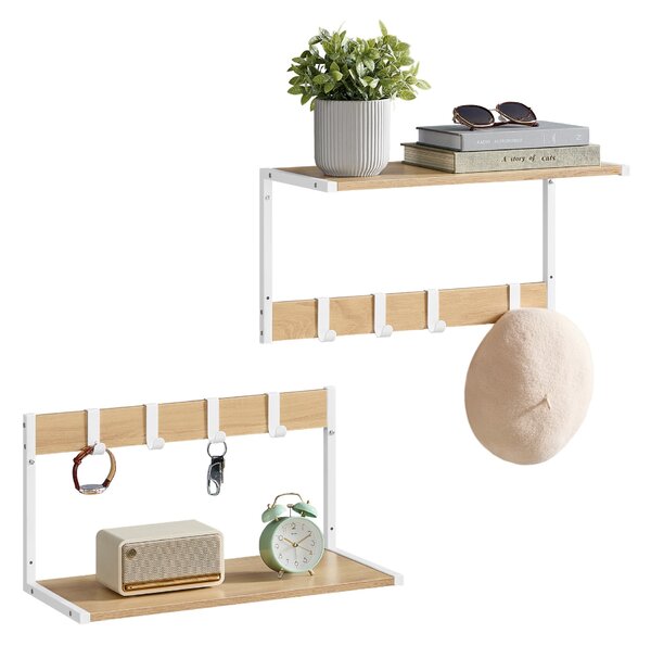 Set od 2 zidne police, 50 x 24,2 x 26,5 cm, boje drveta i bijele boje | VASAGLE