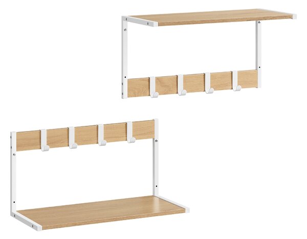 Set od 2 zidne police, 50 x 24,2 x 26,5 cm, boje drveta i bijele boje | VASAGLE