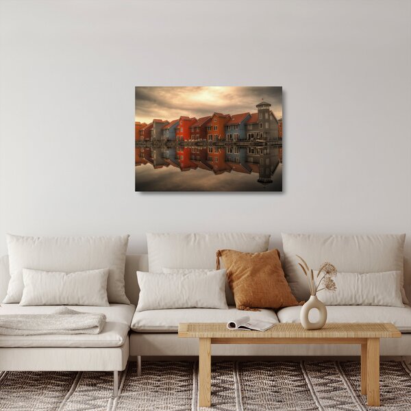 Staklena slika živopisnih kuća (70x50 cm)