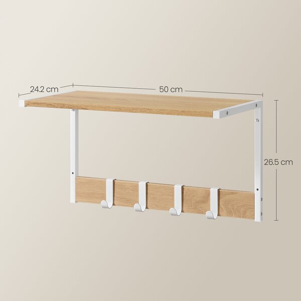 Set od 2 zidne police, 50 x 24,2 x 26,5 cm, boje drveta i bijele boje | VASAGLE