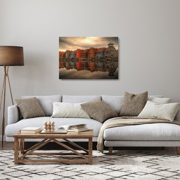 Staklena slika živopisnih kuća (70x50 cm)
