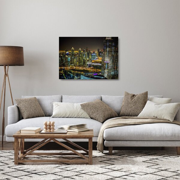 Staklena slika noćnog grada (70x50 cm)