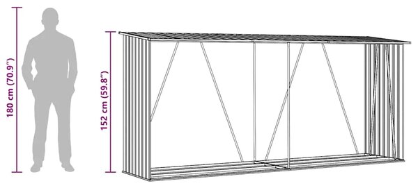 Spremište za drva - Vrtna ostava za drva od pocinčanog čelika 330x84x152 cm zelena - Zelena Zelena
