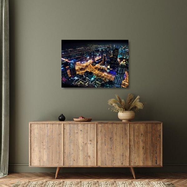 Staklena slika noćnog grada (70x50 cm)