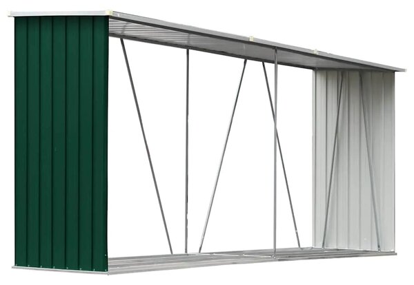 Spremište za drva - Vrtna ostava za drva od pocinčanog čelika 330x84x152 cm zelena - Zelena Zelena