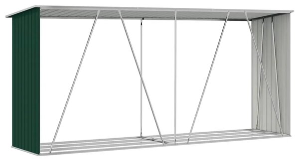 Spremište za drva - Vrtna ostava za drva od pocinčanog čelika 330x84x152 cm zelena - Zelena Zelena