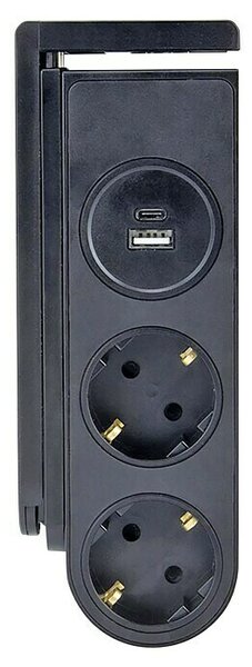 Schwaiger Stolna utičnica s USB priključkom (Siva, Crna, Dužina kabela: 1,4 m)