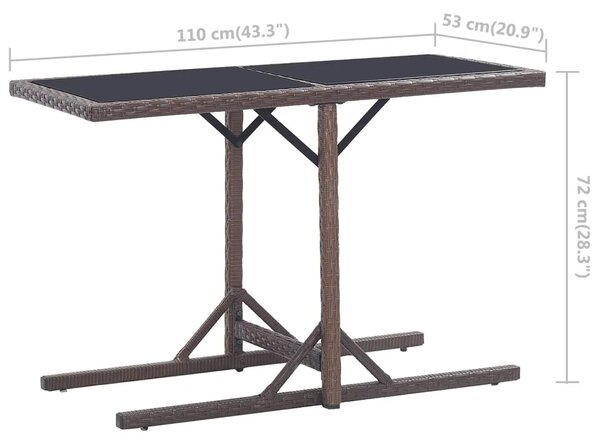 Vrtni stol smeđi 110 x 53 x 72 cm stakleni i poliratan - Smeđa 1 Smeđa