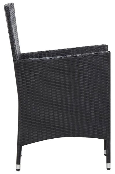 Vrtna garnitura - 7-dijelni vrtni blagovaonski set od poliratana crni - Dužina stola 150 cm 6 Dužina stola 150 cm 6