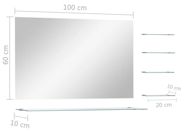 Zidno ogledalo s 5 polica srebrno 100 x 60 cm - 100 x 60 cm (5 polica) 1 100 x 60 cm (5 polica)