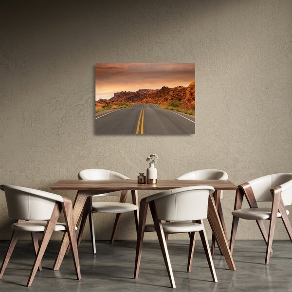 Staklena slika ceste u planinama (70x50 cm)