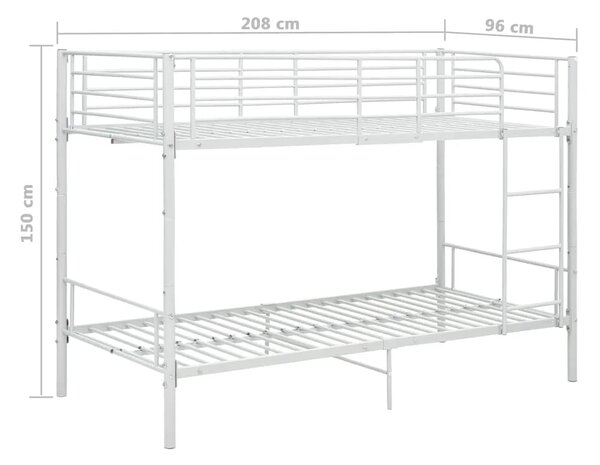 Krevet na kat bijeli metalni 90 x 200 cm - Bijela Ne Bijela