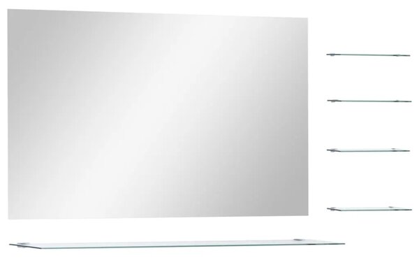 Zidno ogledalo s 5 polica srebrno 100 x 60 cm - 100 x 60 cm (5 polica) 1 100 x 60 cm (5 polica)