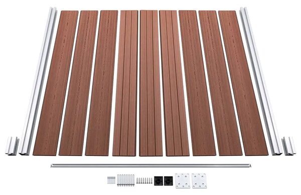 Vrtna ograda od WPC-a 526 x 186 cm smeđa - Smeđa 1 3 odjeljka Smeđa